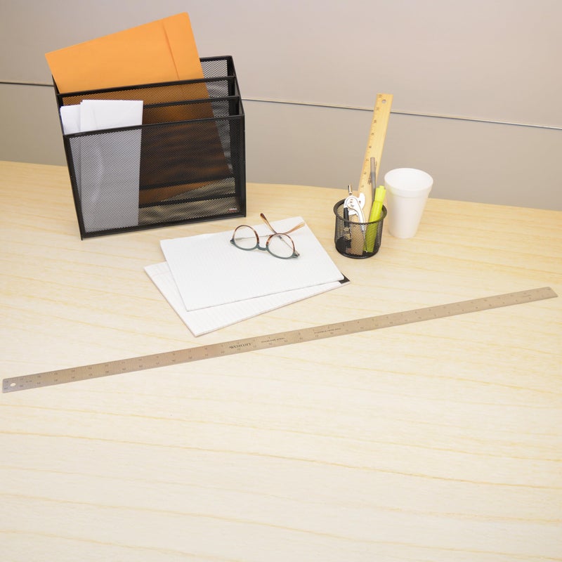 Westcott Stainless Steel Ruler, Zero-Center Scale with Non-Slip Cork Backing, Back-to-School, School Supplies, Classroom Supplies, 36-Inch - Image 5